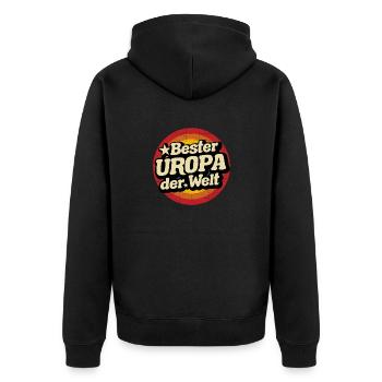 Bester Uropa der Welt - Unisex Premium Bio Zip Hoodie - Schwarz - Hinten - Nico (187cm)