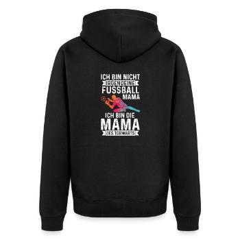 Ich Bin Nicht Irgendeine Fussball Mama - Unisex Premium Bio Zip Hoodie - Schwarz - Hinten - Nico (187cm)