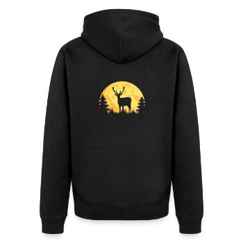 Jagd Jäger Jagen - Unisex Premium Bio Zip Hoodie - Schwarz - Hinten - Nico (187cm)