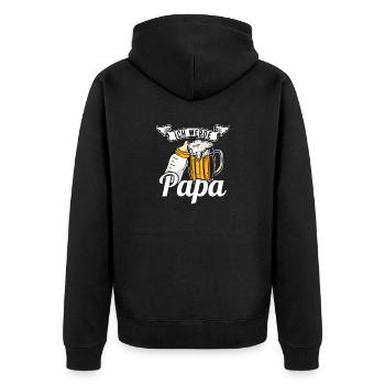 Schwangerschaft Geburt Kind Werdender Papa Vater - Unisex Premium Bio Zip Hoodie - Schwarz - Hinten - Nico (187cm)