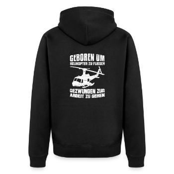 Helikopter fliegen geboren Hubschrauber Arbeit gez - Unisex Premium Bio Zip Hoodie - Schwarz - Hinten - Nico (187cm)