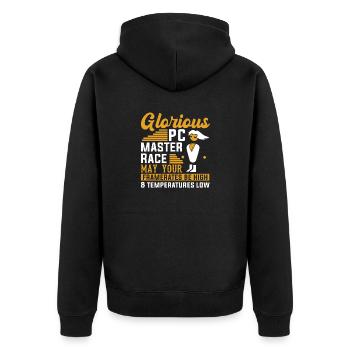 PC Master Race CPU Framerate Computer Gaming - Unisex Premium Bio Zip Hoodie - Schwarz - Hinten - Nico (187cm)