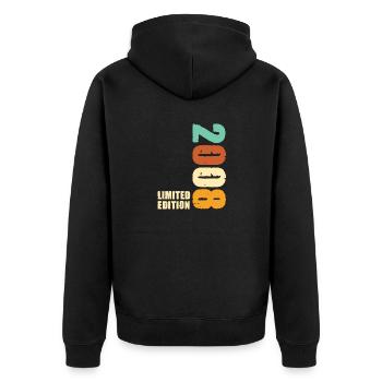 2008 Limited Edition 2008 Geboren Geburtstag - Unisex Premium Bio Zip Hoodie - Schwarz - Hinten - Nico (187cm)