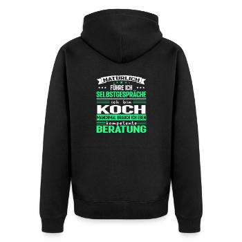 Koch Spruch Lustig kompetente Beratung - Unisex Premium Bio Zip Hoodie - Schwarz - Hinten - Nico (187cm)