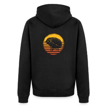 Vintage Retro Hedgehog - Unisex Premium Bio Zip Hoodie - Schwarz - Hinten - Nico (187cm)