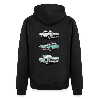 Retro cars. Old school graphic. - Unisex Premium Organic Zip Hoodie - black - Back - Nico (187cm)