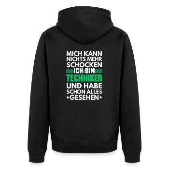 Nicht schockbarer Techniker - Unisex Premium Bio Zip Hoodie - Schwarz - Hinten - Nico (187cm)