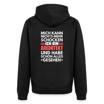 Unshockable architect - Unisex Premium Organic Zip Hoodie - black - Back - Nico (187cm)