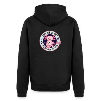 Axolotl Schwanzluch Amphibien Molche Aquarium Tier - Unisex Premium Bio Zip Hoodie - Schwarz - Hinten - Nico (187cm)