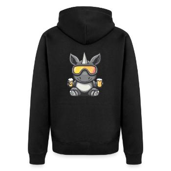 Rhino Après-ski Bière Bande dessinée - Veste à capuche bio Premium Unisexe - noir - Dos - Nico (187cm)