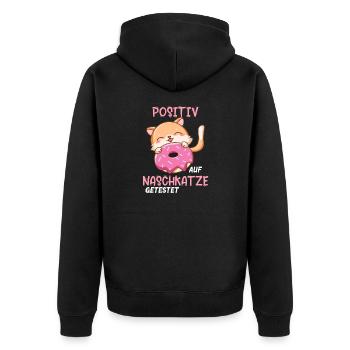 Naschkatze Katze Süßes getestet Positiv - Unisex Premium Bio Zip Hoodie - Schwarz - Hinten - Nico (187cm)