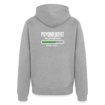 Psychologists In Progress - Unisex Premium Organic Zip Hoodie - heather grey - Back - Nico (187cm)