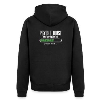 Psychologists In Progress - Unisex Premium Bio Zip Hoodie - Schwarz - Hinten - Nico (187cm)