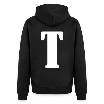 T - Unisex Premium Bio Zip Hoodie - Schwarz - Hinten - Nico (187cm)