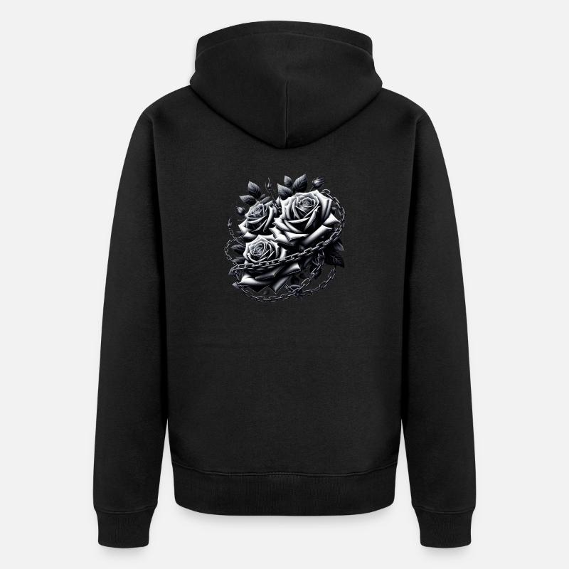 Illustrations de Roses gothiques - Veste à capuche bio Premium Unisexe - noir