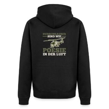 Pilot Helikopter Hubschrauber - Unisex Premium Bio Zip Hoodie - Schwarz - Hinten - Nico (187cm)