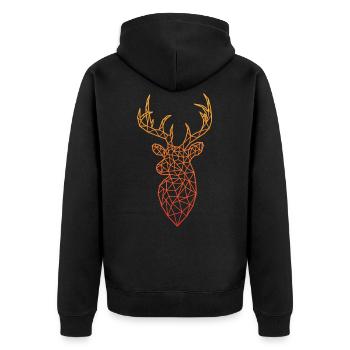 Hirsch Wild Polygon geometrisch Jäger Geschenk - Unisex Premium Bio Zip Hoodie - Schwarz - Hinten - Nico (187cm)