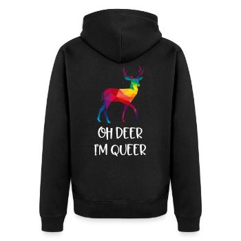 DEER deer queer LGBTQ funny gift idea - Unisex Premium Organic Zip Hoodie - black - Back - Nico (187cm)
