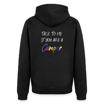 Parlez-moi, si vous êtes un campeur - Veste à capuche bio Premium Unisexe - noir - Dos - Nico (187cm)
