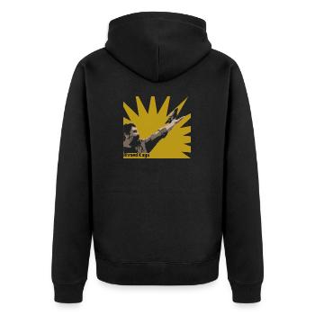 Ahmed Kaya - Unisex Premium Organic Zip Hoodie - black - Back - Nico (187cm)