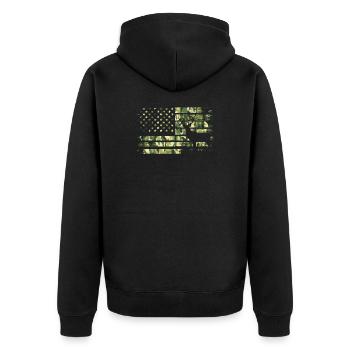 American Flag I Deer Hunting Hunter I Camo US - Unisex Premium Bio Zip Hoodie - Schwarz - Hinten - Nico (187cm)