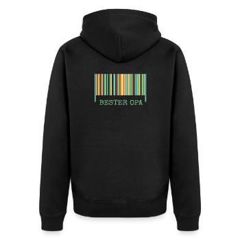 Strichcode Bester Opa - Unisex Premium Bio Zip Hoodie - Schwarz - Hinten - Nico (187cm)