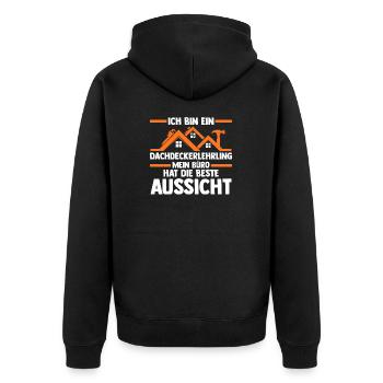 Dachdeckerei Ausbildung Lehrling Auzbi Dachdecker - Unisex Premium Bio Zip Hoodie - Schwarz - Hinten - Nico (187cm)