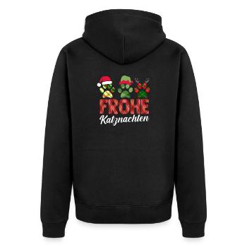 Père Noël Fête de Noël Noël Chats - Veste à capuche bio Premium Unisexe - noir - Dos - Nico (187cm)