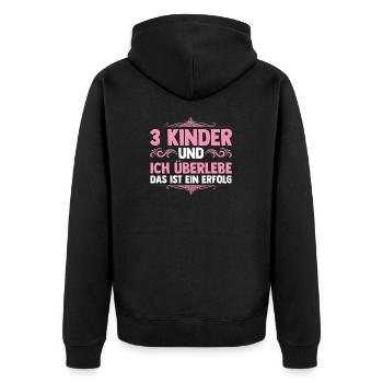 Mama Von 3 Kindern - Unisex Premium Bio Zip Hoodie - Schwarz - Hinten - Nico (187cm)