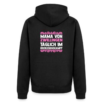 Mama Von Zwillingen - Unisex Premium Bio Zip Hoodie - Schwarz - Hinten - Nico (187cm)