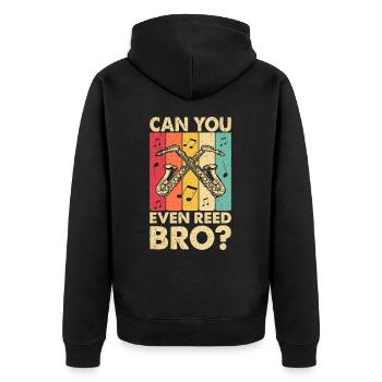 Chemise de saxophone amusante - Pouvez-vous même Reed Bro ? - Veste à capuche bio Premium Unisexe - noir - Dos - Nico (187cm)