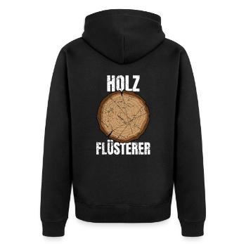 Holz Flüsterer Schreiner Zimmermann - Unisex Premium Bio Zip Hoodie - Schwarz - Hinten - Nico (187cm)