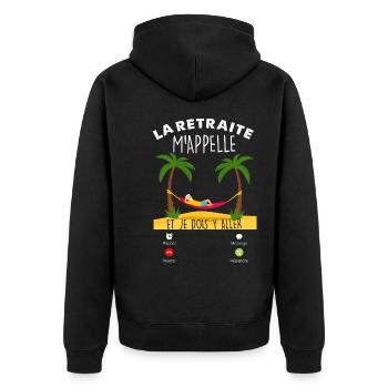La retraite M'Appelle La Belle Vie Humour Homme - Veste à capuche bio Premium Unisexe - noir - Dos - Nico (187cm)