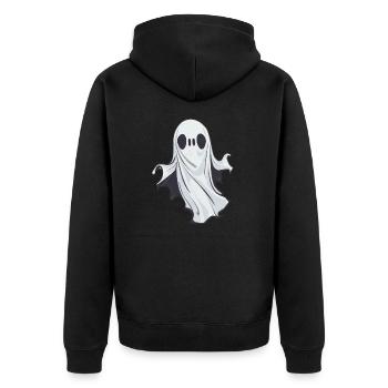 Halloween Ghost Ghost - Unisex Premium Organic Zip Hoodie - black - Back - Nico (187cm)