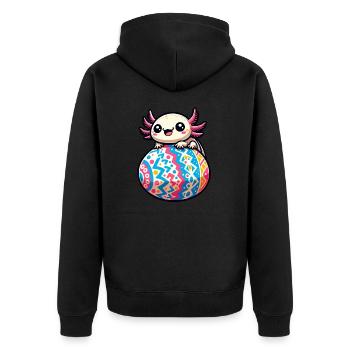 Easter Axolotl on Giant Egg - Unisex Premium Organic Zip Hoodie - black - Back - Nico (187cm)