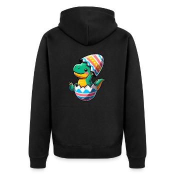 T-Rex Dino as Easter Egg, Clumsy Eggshells - Unisex Premium Organic Zip Hoodie - black - Back - Nico (187cm)