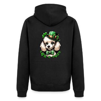 Süßer St. Patricks Day Süßer Comic Pudel - Unisex Premium Bio Zip Hoodie - Schwarz - Hinten - Nico (187cm)