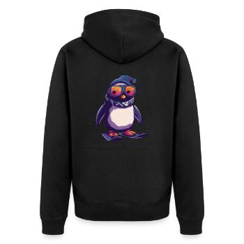 Pinguin Skifahrer Skiurlaub Wintersport Design - Unisex Premium Bio Zip Hoodie - Schwarz - Hinten - Nico (187cm)
