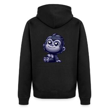 Cute monkey chimpanzee gorilla peaceful happy - Unisex Premium Organic Zip Hoodie - black - Back - Nico (187cm)