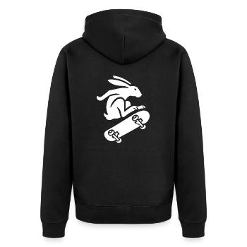 Silhouette minimaliste de lapin patineur - Veste à capuche bio Premium Unisexe - noir - Dos - Nico (187cm)