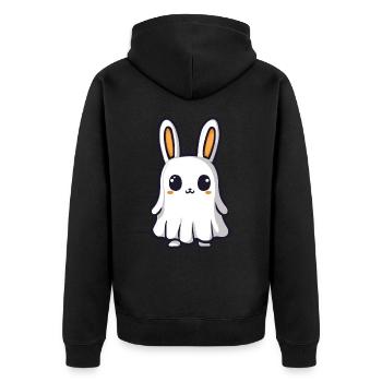 Lapin Halloween Bande dessinée Fantôme - Veste à capuche bio Premium Unisexe - noir - Dos - Nico (187cm)