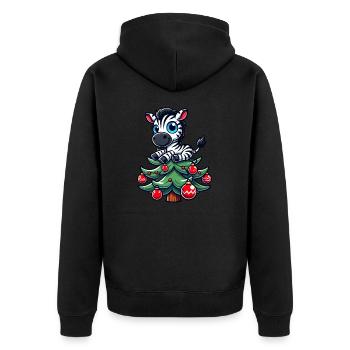 Süßes Zebra Weihnachtsbaum Skurriler Weihnachtsman - Unisex Premium Bio Zip Hoodie - Schwarz - Hinten - Nico (187cm)