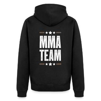 Mma Team - Unisex Premium Bio Zip Hoodie - Schwarz - Hinten - Nico (187cm)