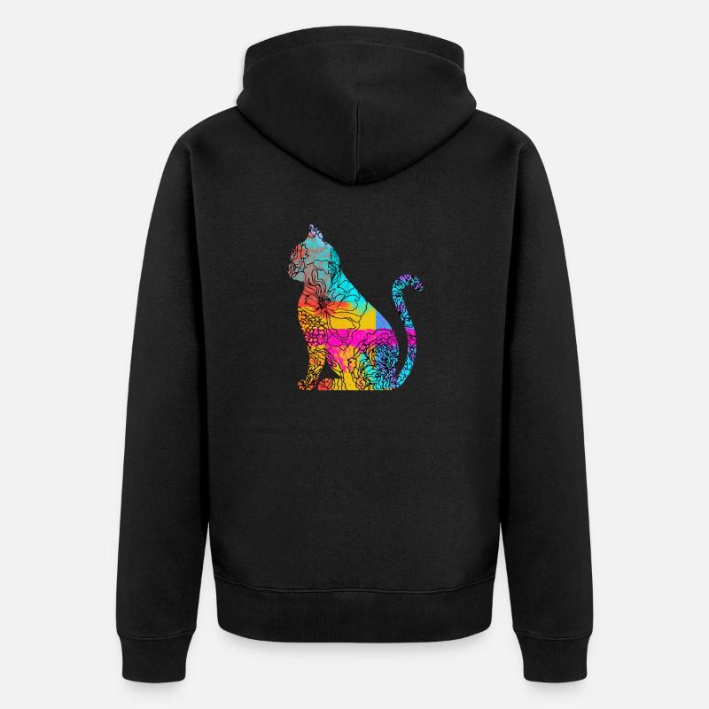Idée cadeau fleurs de chat - Veste à capuche bio Premium Unisexe - noir