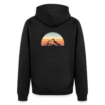 Berge Wandern Gebirge Retro Vintage - Unisex Premium Bio Zip Hoodie - Schwarz - Hinten - Nico (187cm)