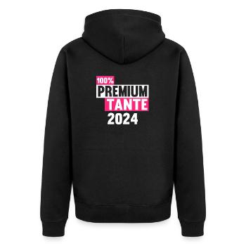 Werdende Tante 2024 - Unisex Premium Bio Zip Hoodie - Schwarz - Hinten - Nico (187cm)