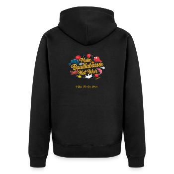 Make Bouillabaisse Not War & Keep the sea clean - Unisex Premium Organic Zip Hoodie - black - Back - Nico (187cm)