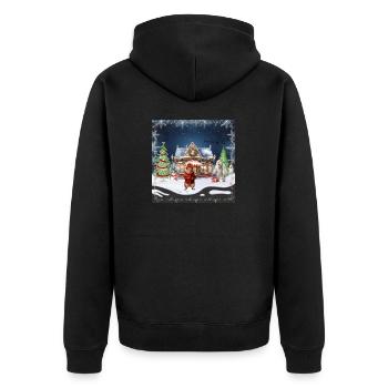 Verrücktes Weihnachtscafé - Unisex Premium Bio Zip Hoodie - Schwarz - Hinten - Nico (187cm)