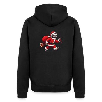 Festliches Faultier Weihnachtsmann Weihnachten Weihnachten Urlaub Lustig - Unisex Premium Bio Zip Hoodie - Schwarz - Hinten - Nico (187cm)