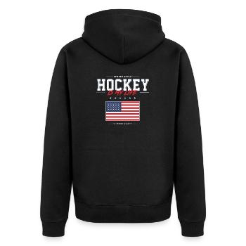 Hockey is my Life - Unisex Premium Bio Zip Hoodie - Schwarz - Hinten - Nico (187cm)